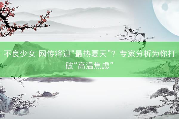 不良少女 网传将迎“最热夏天”？专家分析为你打破“高温焦虑”
